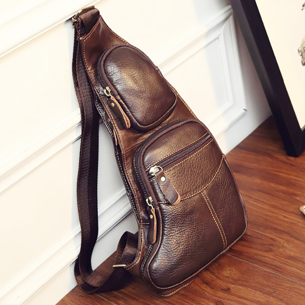 Sling Backpack Shoulder - High Quality Men Genuine Leather Sling