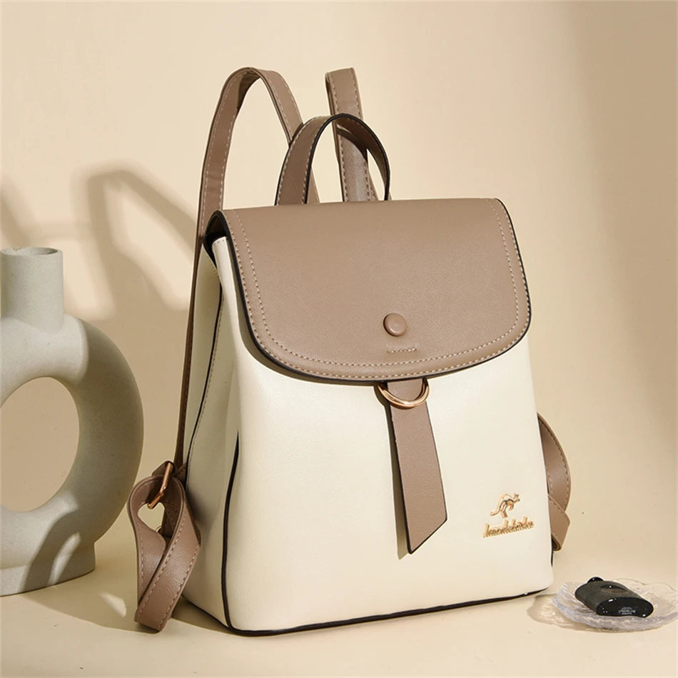 Leather Backpack Vintage - 2024 High Quality Fashion Printing Contrast