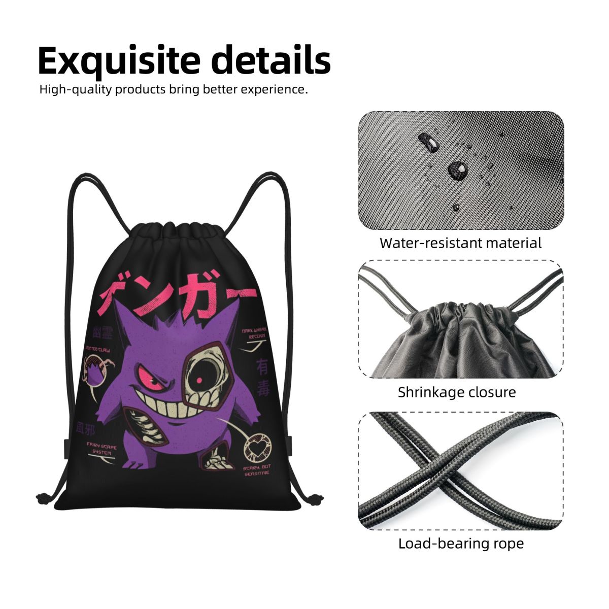 Pokemoned GENGAR'S Body Scan B – Drawstring Gym Bag recenzja i cena