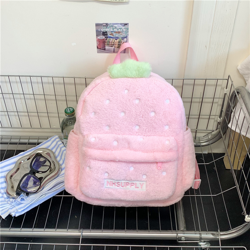 Plush Strawberry Classic Solid – Fashion Backpack Women recenzja i cena