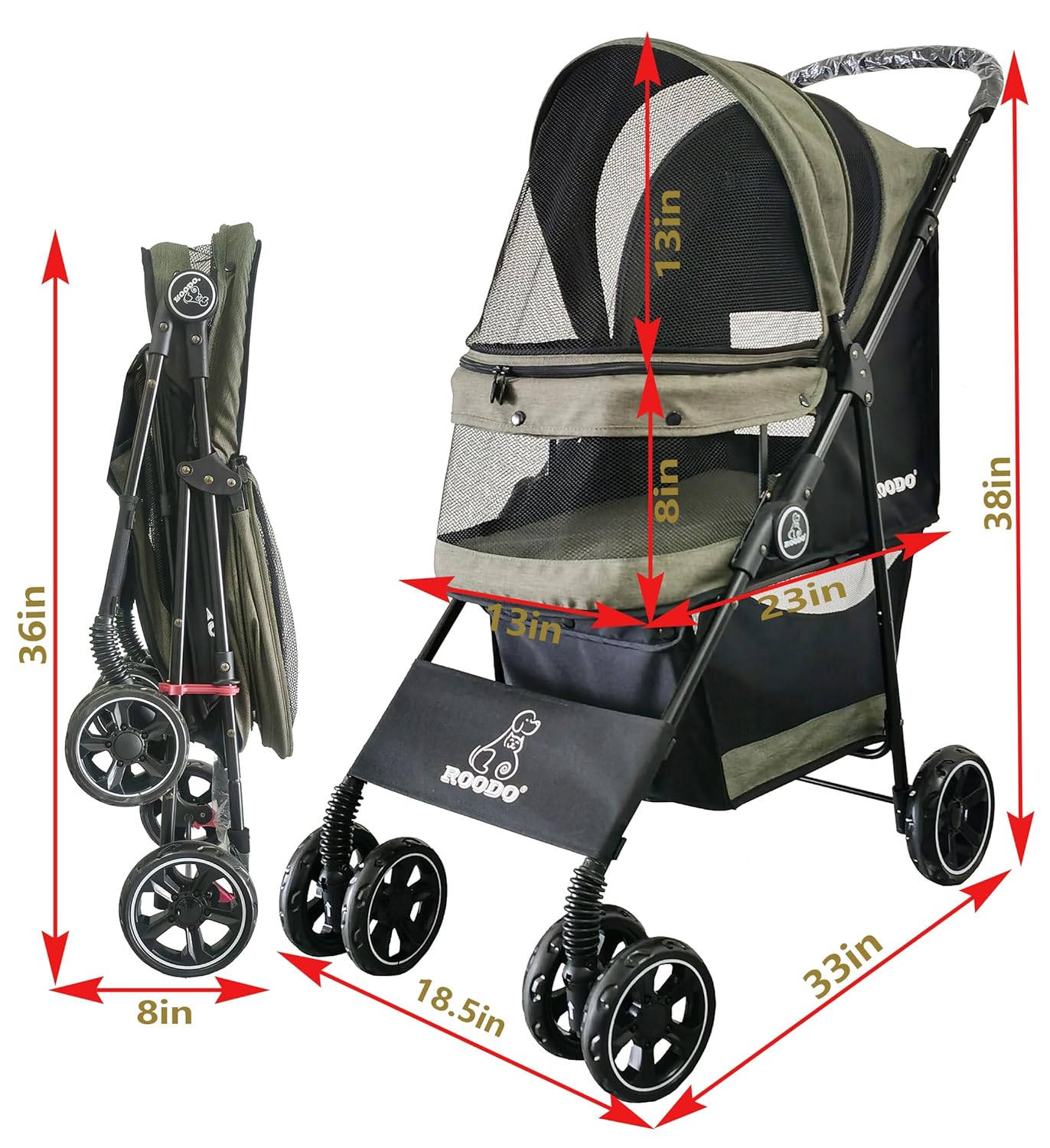 4 Wheel Dog Cat Pet Stroller,  – Foldable Backpack Small recenzja i cena