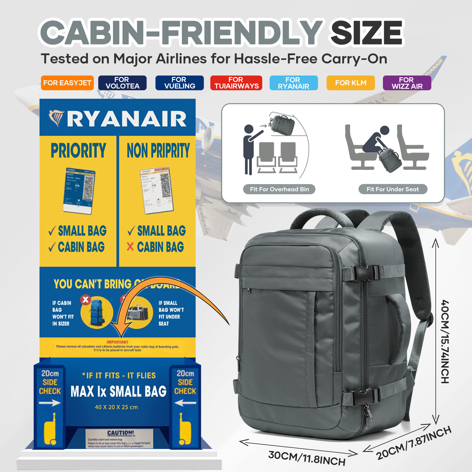Ryanair Cabin Bags 40x30x20 Un – Canvas Backpack Casual recenzja i cena