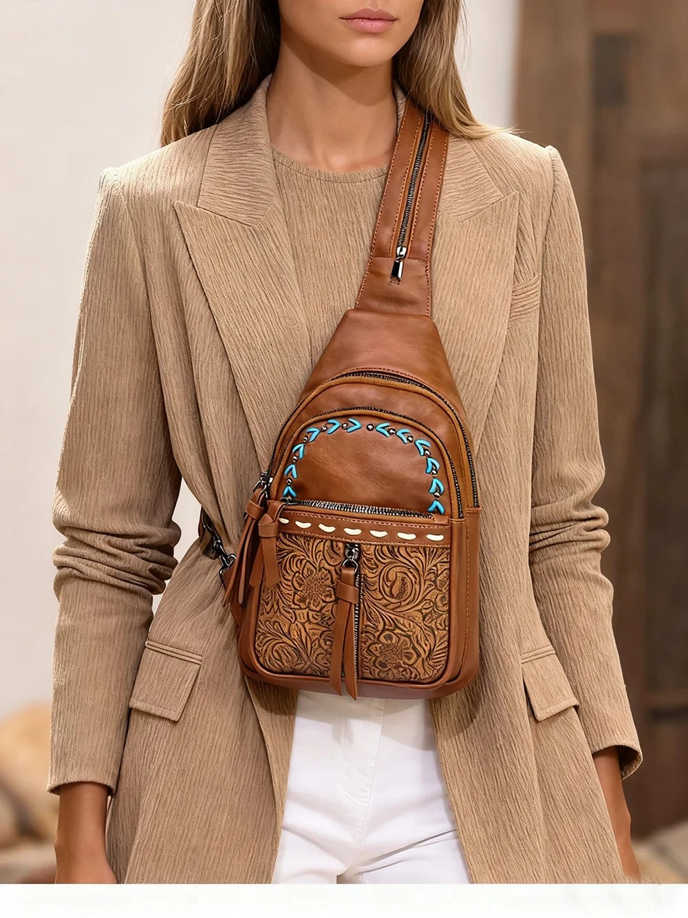 Women Sling Bag 2 in 1 Chest B – Leather Backpack Vintage recenzja i cena