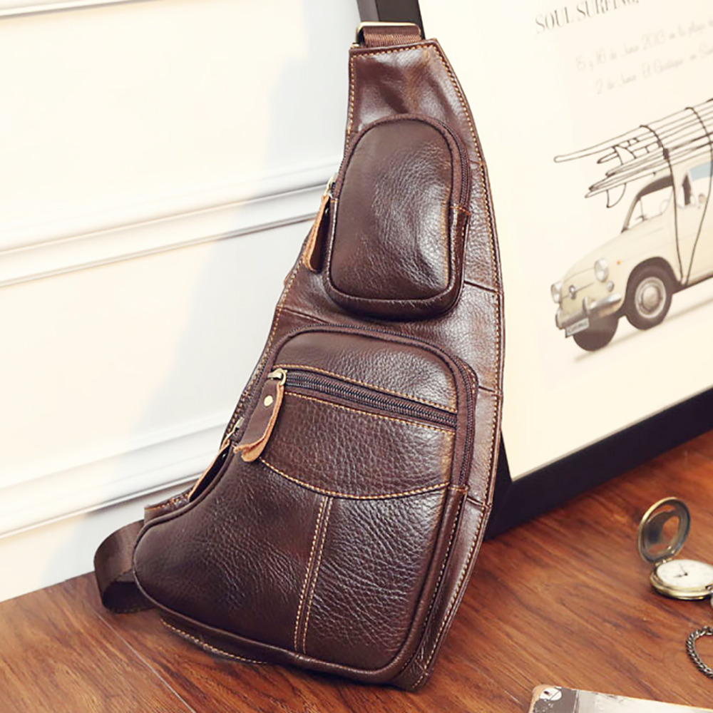 High Quality Men Genuine Leath – Sling Backpack Shoulder recenzja i cena