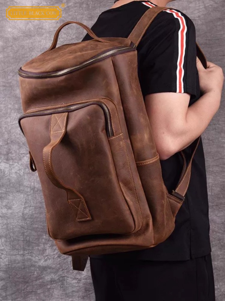 Handmade Mens Large Capacity T – Leather Backpack Vintage recenzja i cena