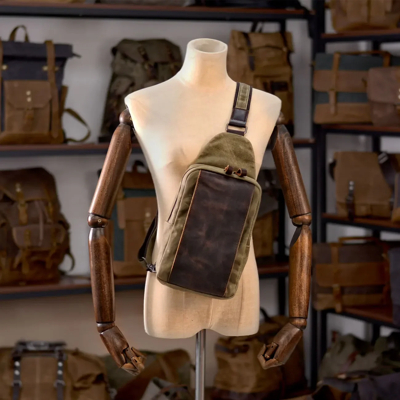 Casual Men's Vintage Waxed Can – Sling Backpack Shoulder recenzja i cena
